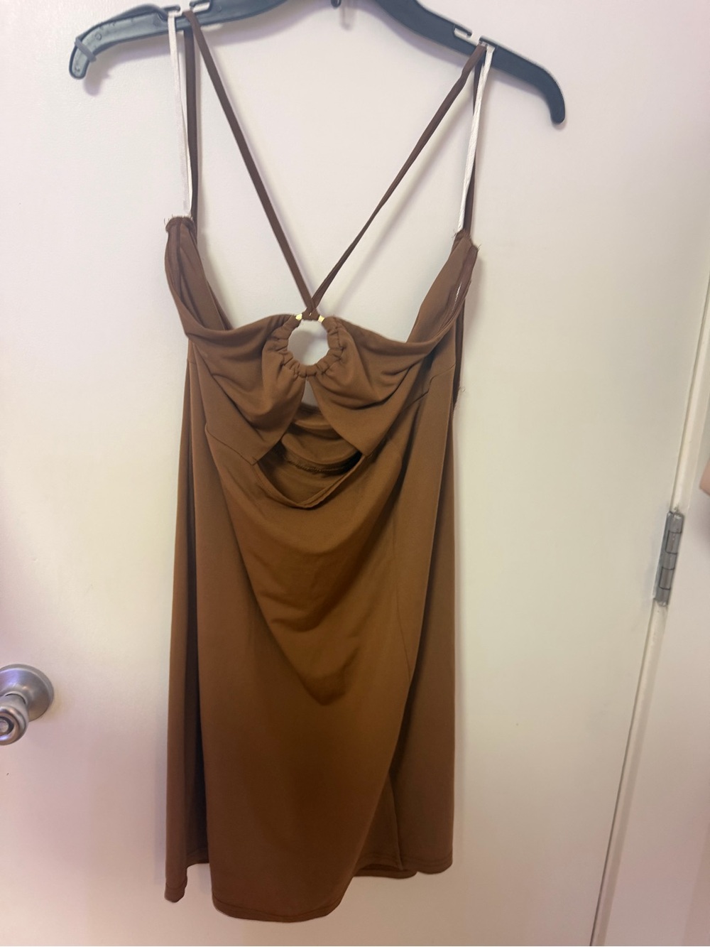 SHEIN Brown Midi Dress with Ring-Back Detail